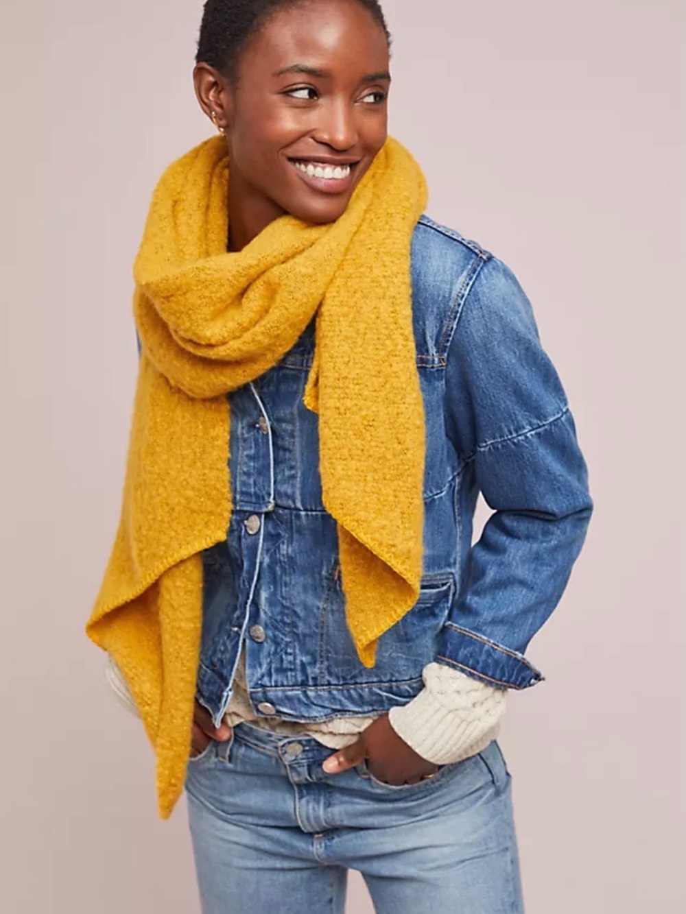 Anthropologie Rust Orange Knit Wrap Scarf